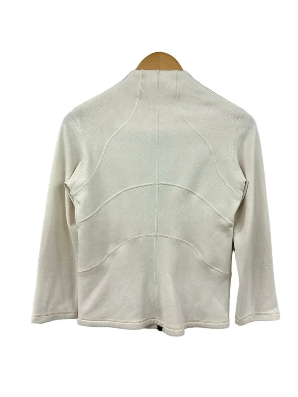 Chanel Jacket 38 M Ivory Black Zip Up Sports Line